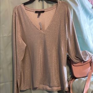 Metallic V-Neck Women's Top NEW